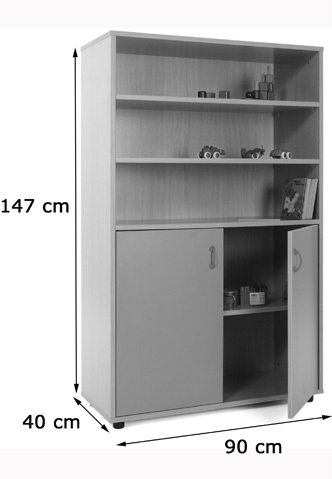 Mueble medio armario  y estantería 90x147x40 Cm.